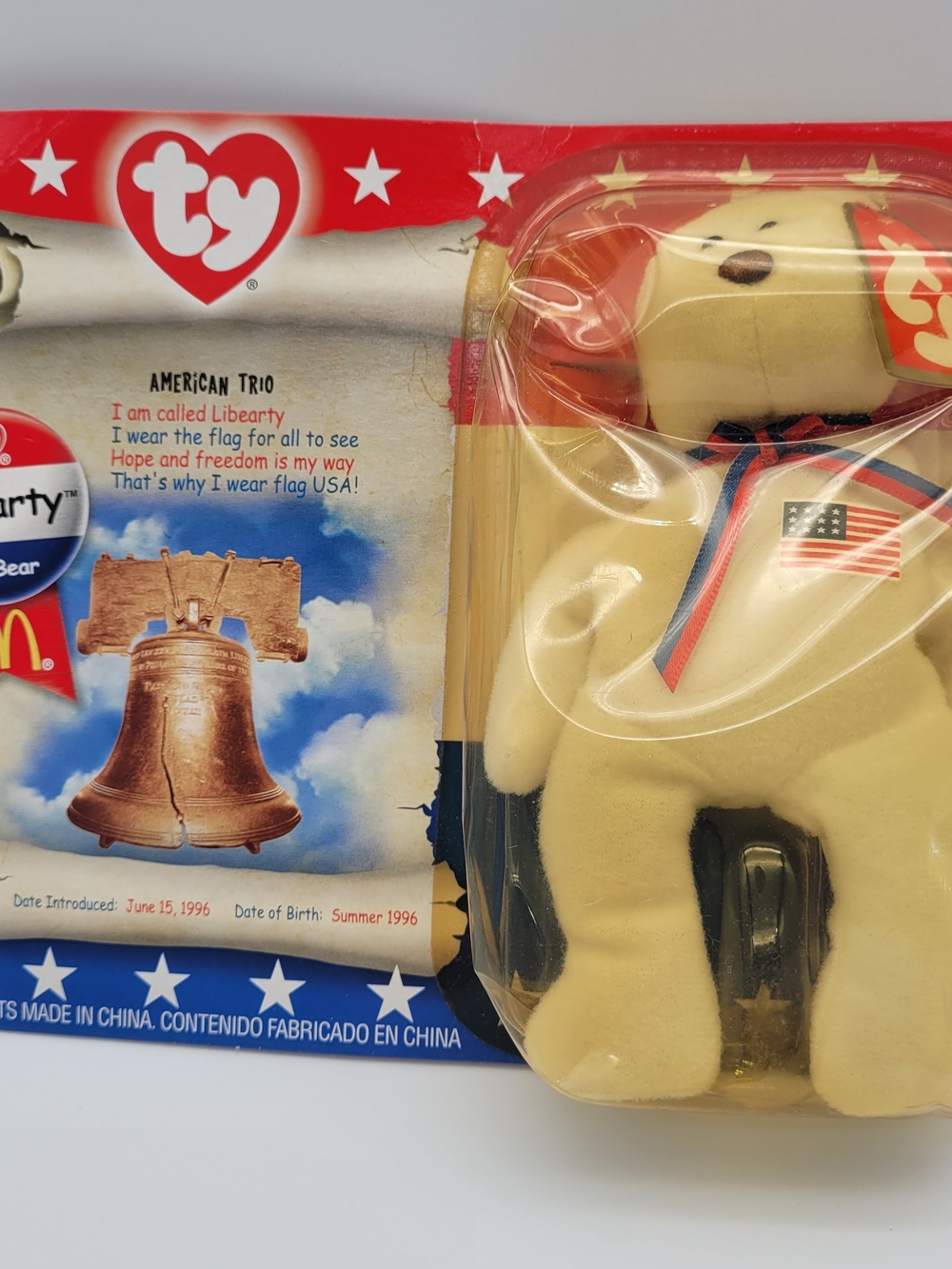 Ty Beanie Baby 'Liberty' Plush Bear - with American Flag
